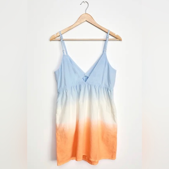 MinkPink Fade Away Blue Multi Dip Dye Babydoll Dress - Picture 2 of 8